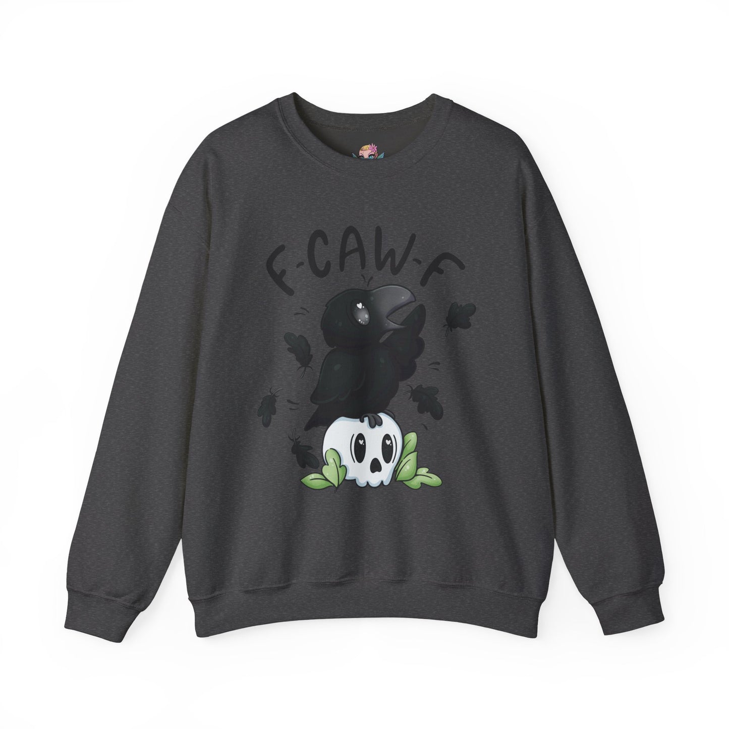 F-Caw-f Cute Crow and Skull Sweatshirt, Unisex Crewneck, Perfect for Halloween, Casual Wear, Cozy Gift for Friends