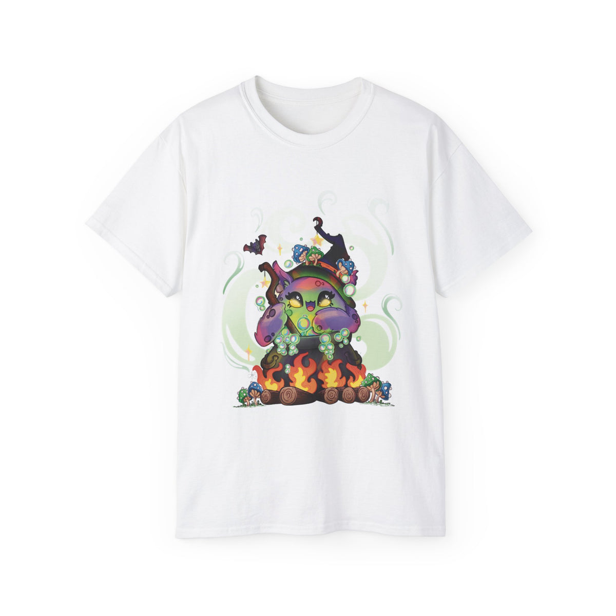 Witchy Cauldron Monster Graphic Tee — Halloween Shirt