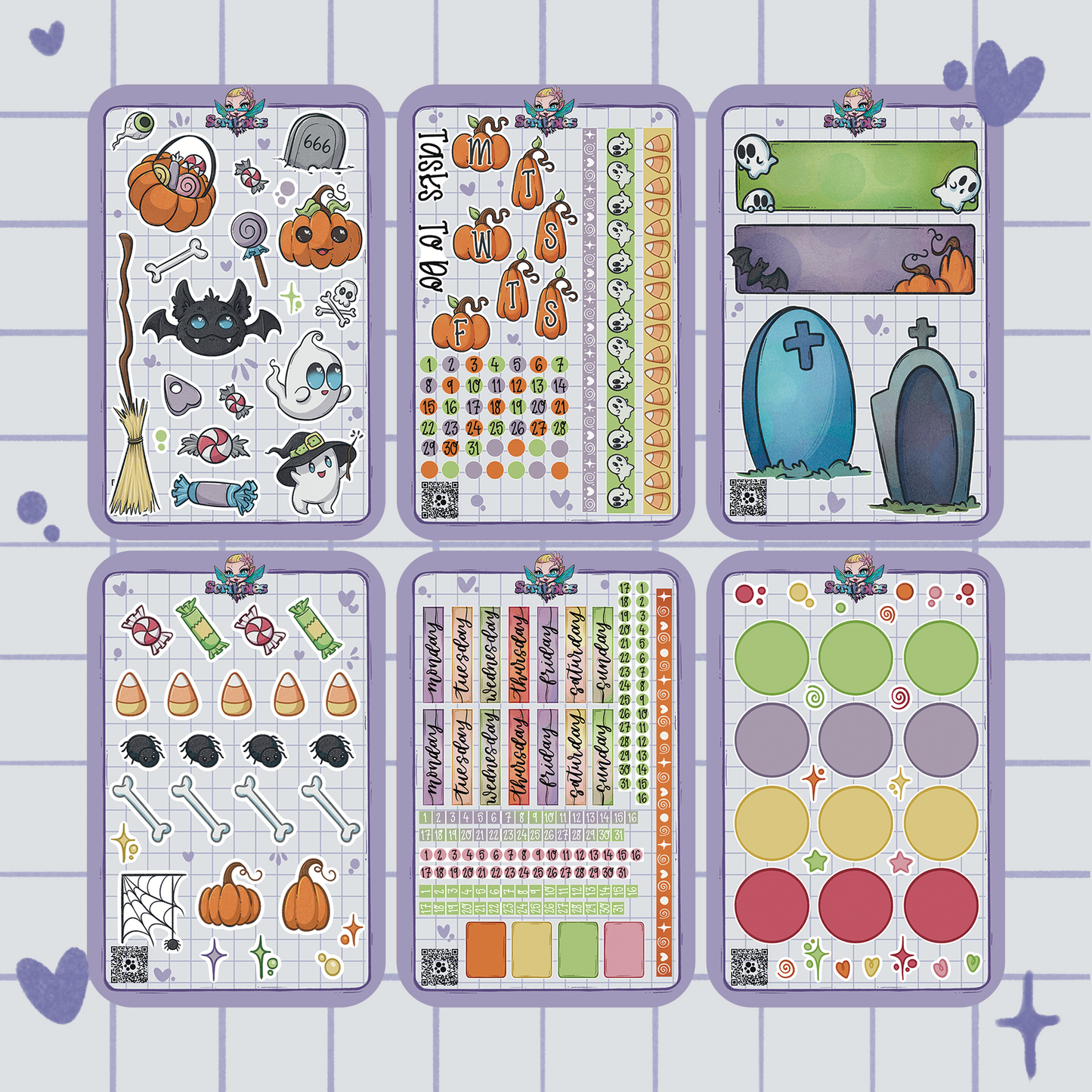 Halloween Collection 6 Sheet Monthly Kit Sticker Sheets