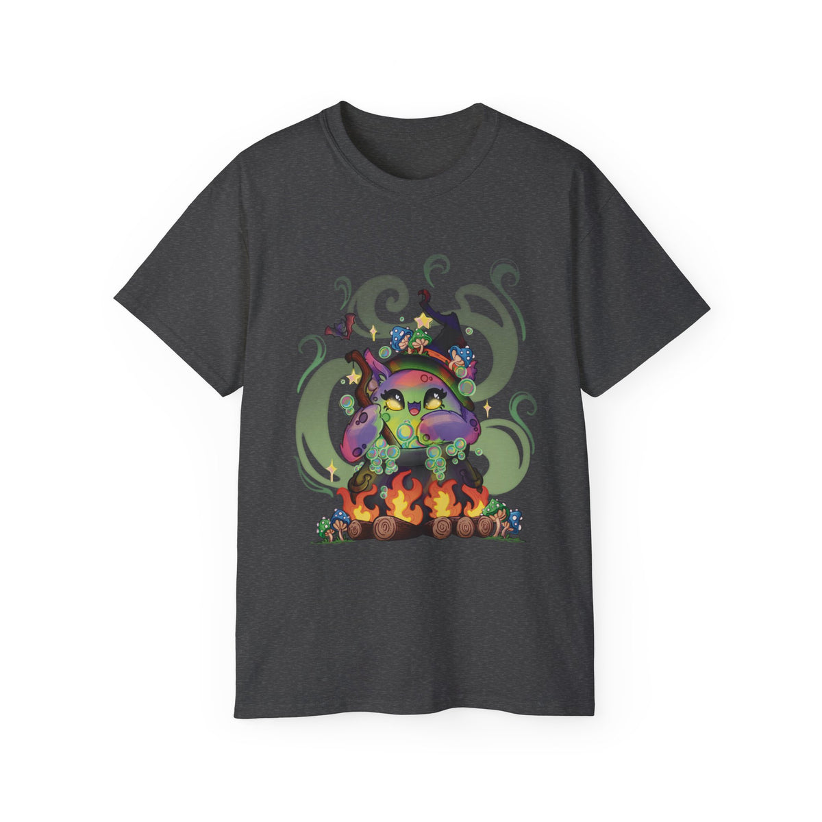 Witchy Cauldron Monster Graphic Tee — Halloween Shirt