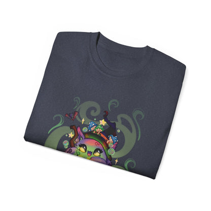 Witchy Cauldron Monster Graphic Tee — Halloween Shirt