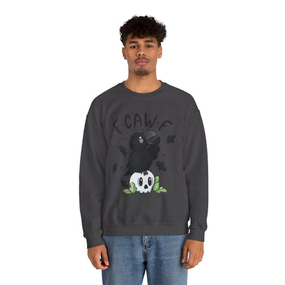 F-Caw-f Cute Crow and Skull Sweatshirt, Unisex Crewneck, Perfect for Halloween, Casual Wear, Cozy Gift for Friends