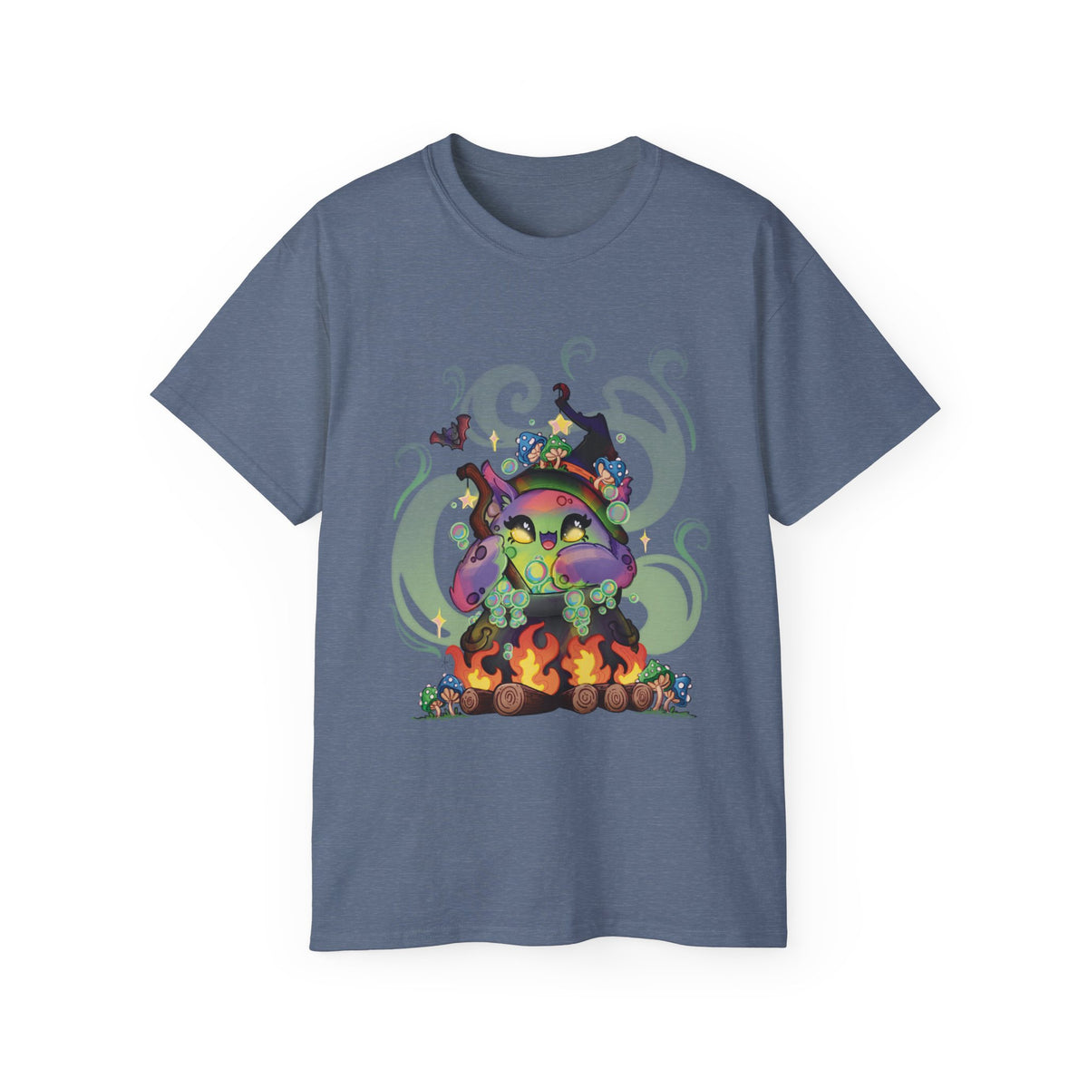 Witchy Cauldron Monster Graphic Tee — Halloween Shirt