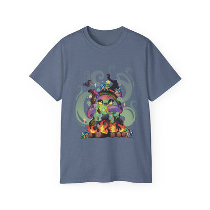 Witchy Cauldron Monster Graphic Tee — Halloween Shirt