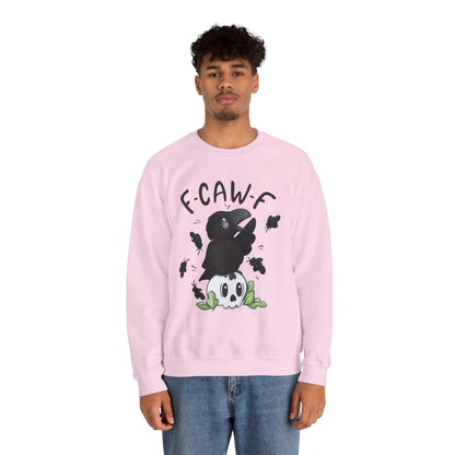 F-Caw-f Cute Crow and Skull Sweatshirt, Unisex Crewneck, Perfect for Halloween, Casual Wear, Cozy Gift for Friends