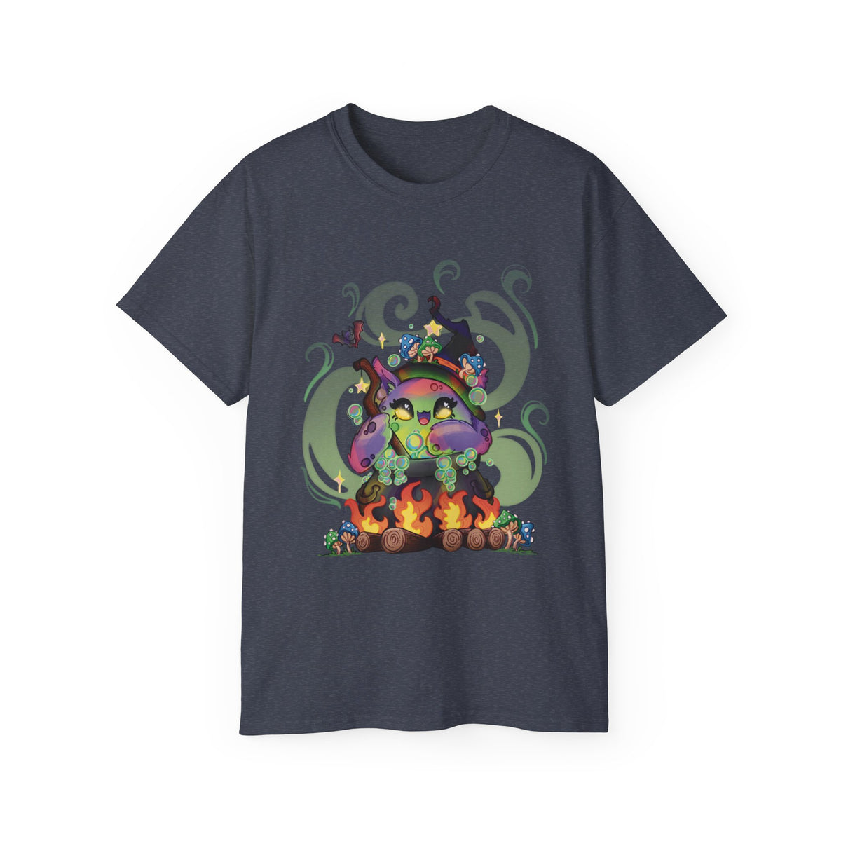 Witchy Cauldron Monster Graphic Tee — Halloween Shirt
