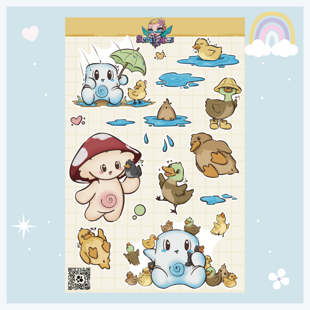 April Ducks & Puddles Sticker Sheet Kit & Individual Sheets 2027 & Undated
