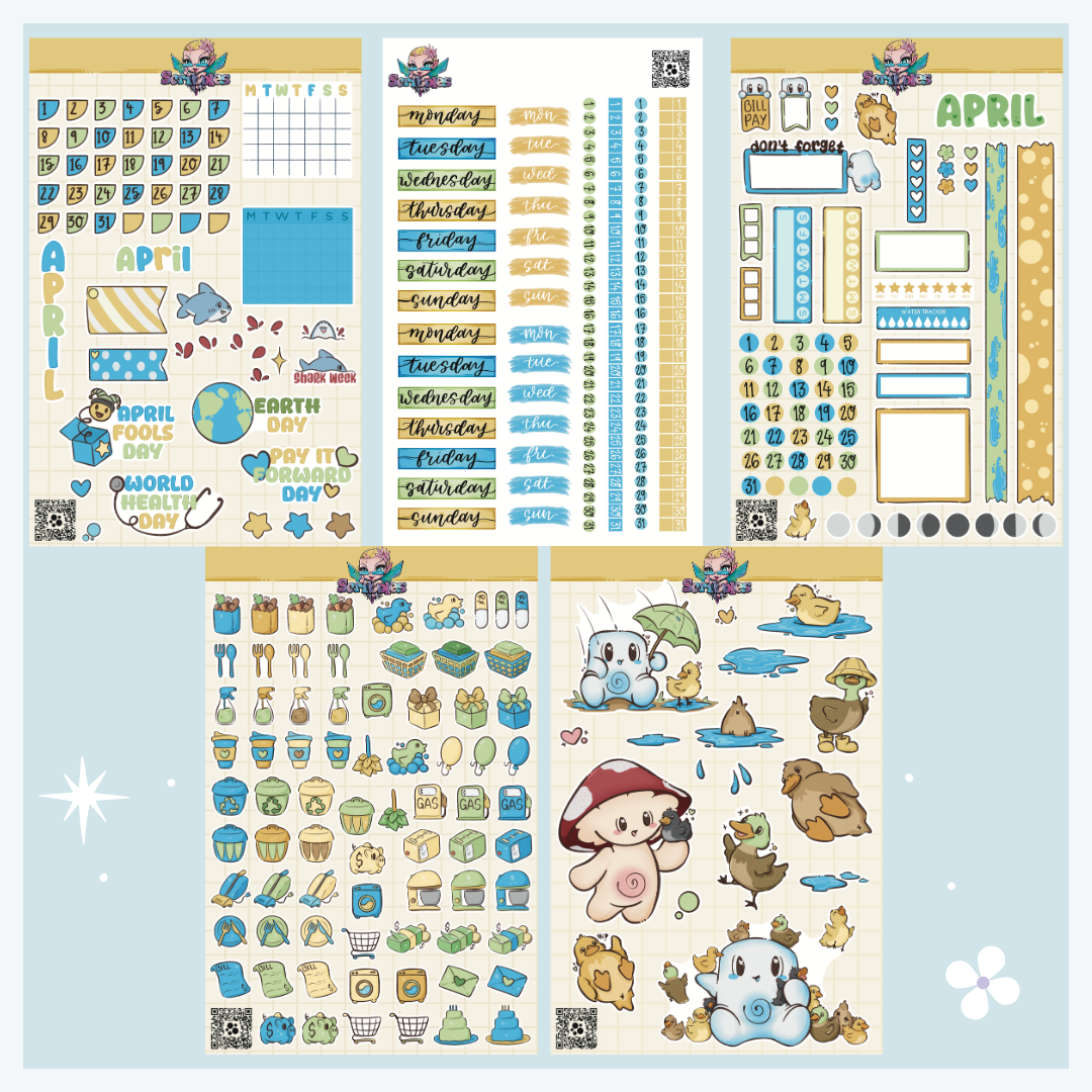 Full Undated 12 Month Sticker Sheet Collection (60 Sheets)