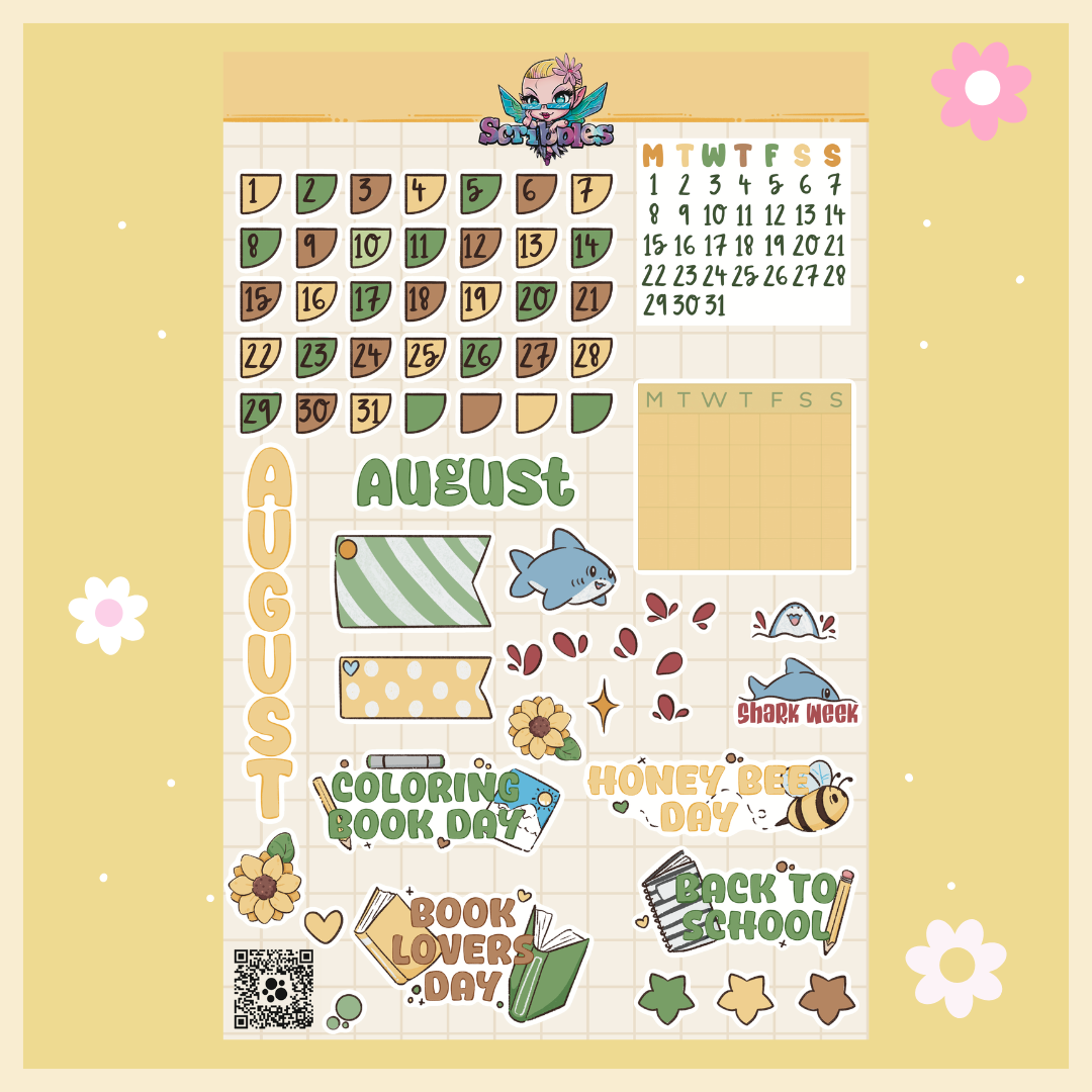 August Sunflower Harvest Sticker Sheet Kit & Individual Sheets