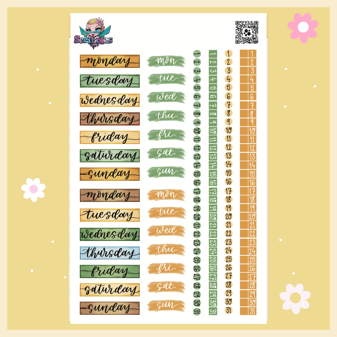 August Sunflower Harvest Sticker Sheet Kit & Individual Sheets