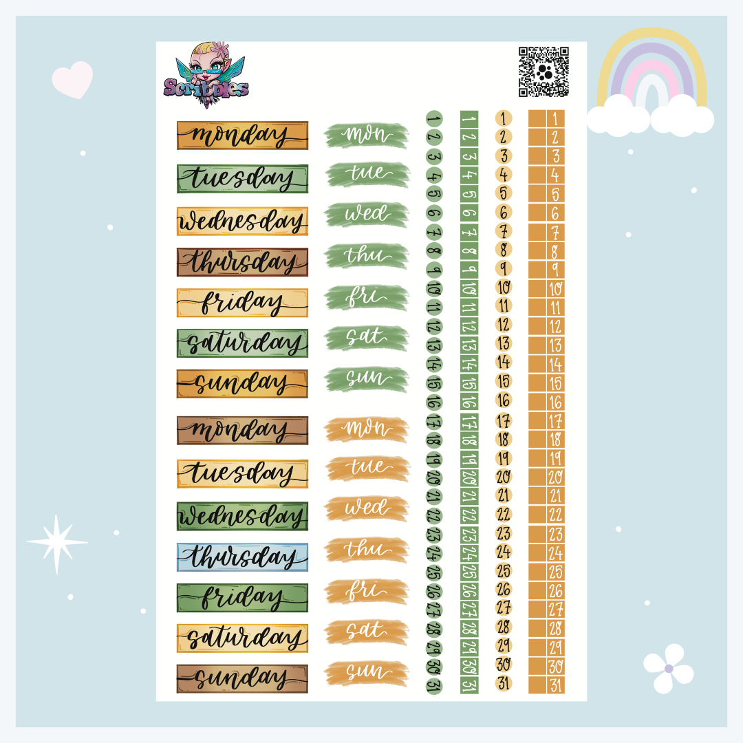 August Sunflower Harvest Sticker Sheet Kit & Individual Sheets 2027 & Undated