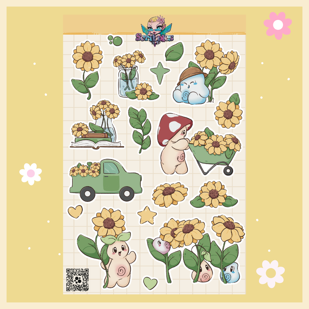 August Sunflower Harvest Sticker Sheet Kit & Individual Sheets