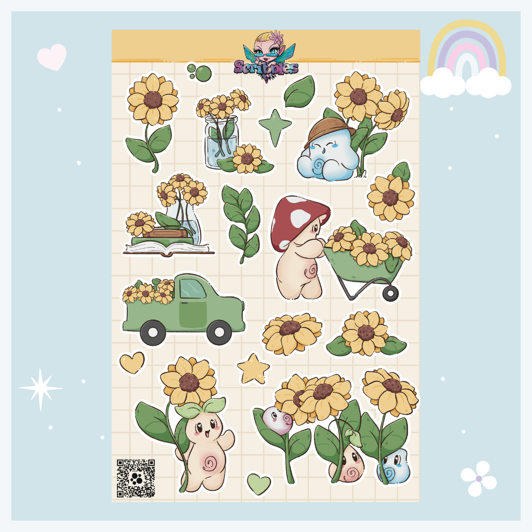 August Sunflower Harvest Sticker Sheet Kit & Individual Sheets 2027 & Undated