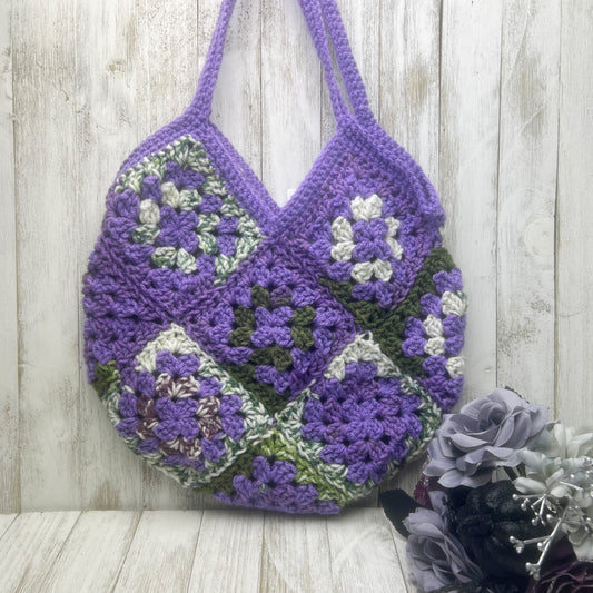 Hints of Purple Granny Square Bag