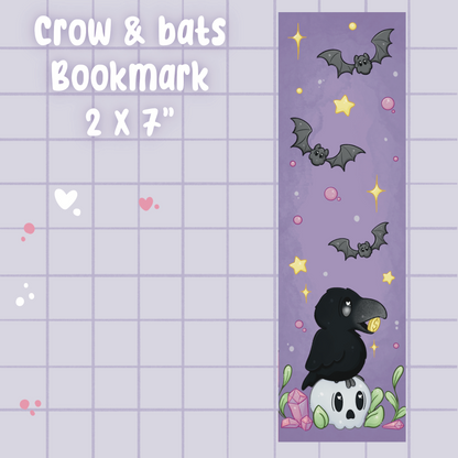 Crow and Bats 2x7" Bookmark
