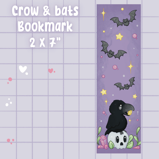 Crow and Bats 2x7" Bookmark