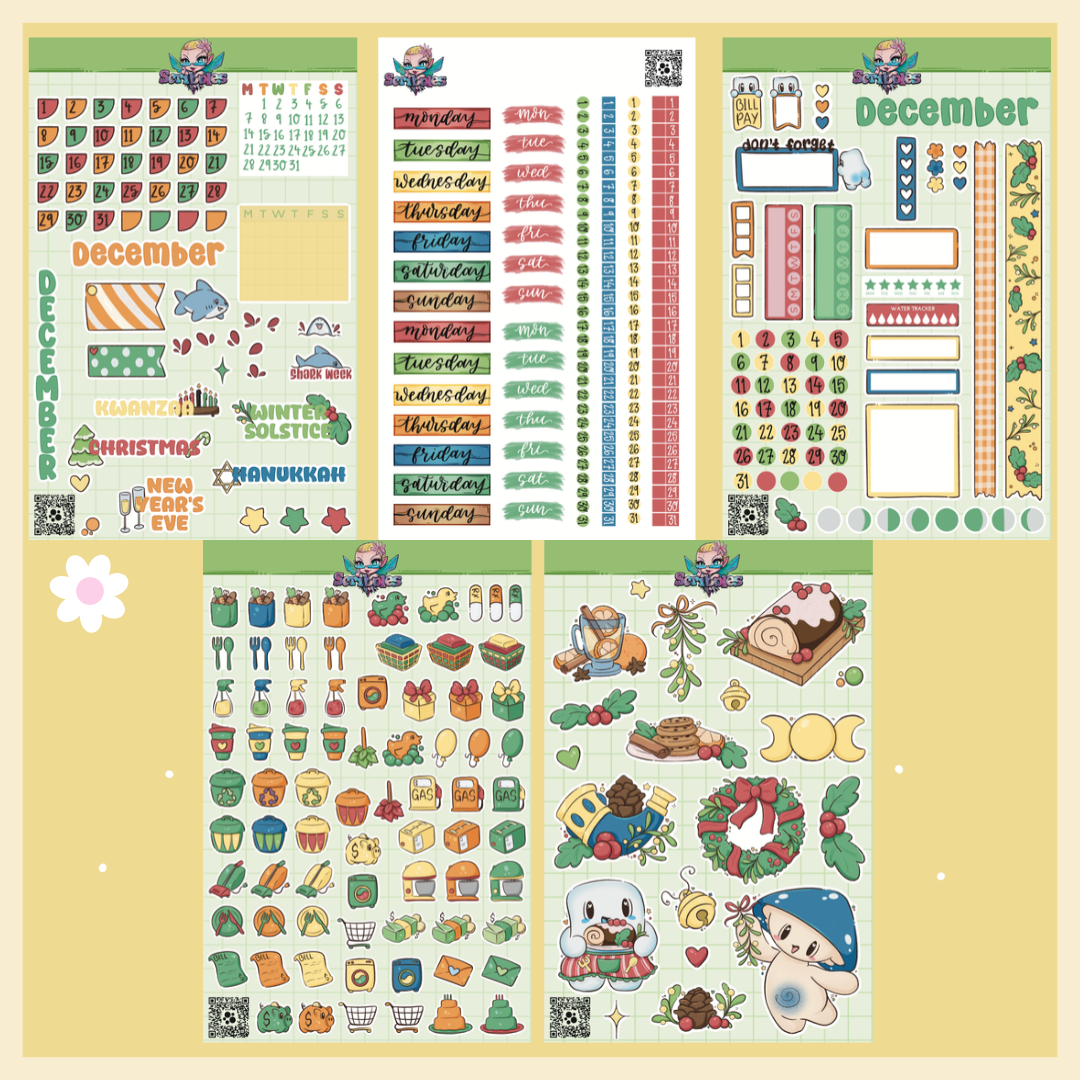December Autumn Leaves Sticker Sheet Kit & Individual Sheets