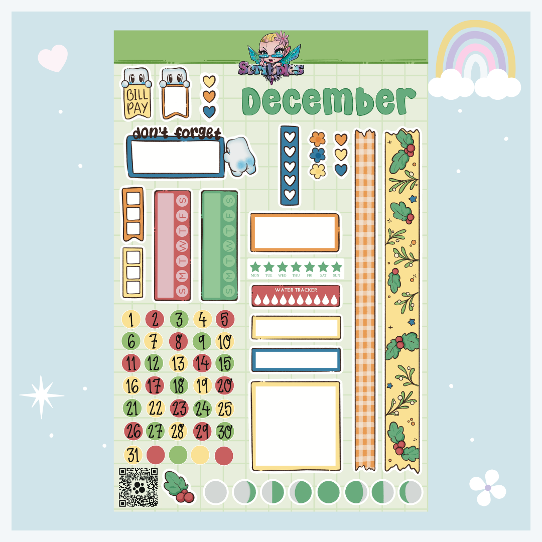 December Autumn Leaves Sticker Sheet Kit & Individual Sheets 2027 & Undated