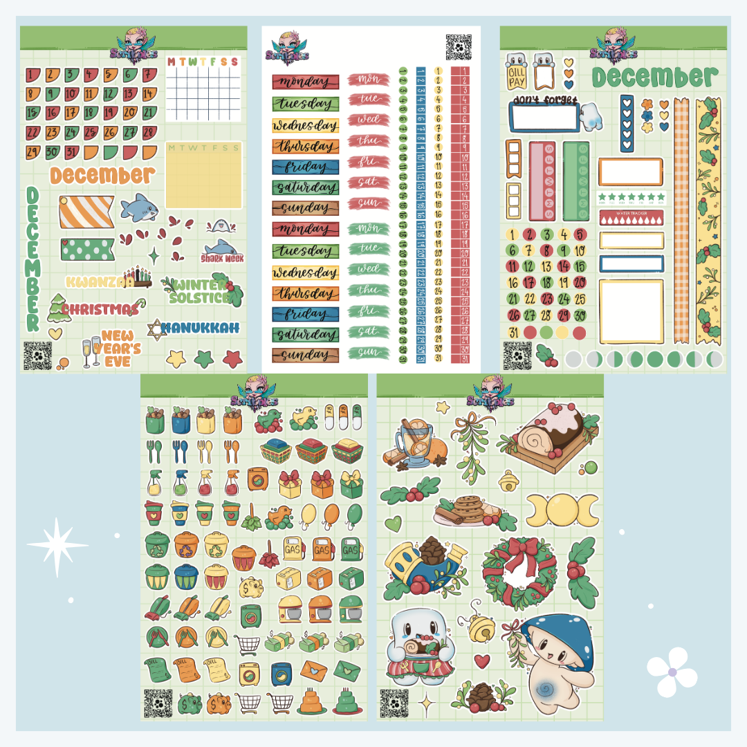 December Autumn Leaves Sticker Sheet Kit & Individual Sheets 2027 & Undated