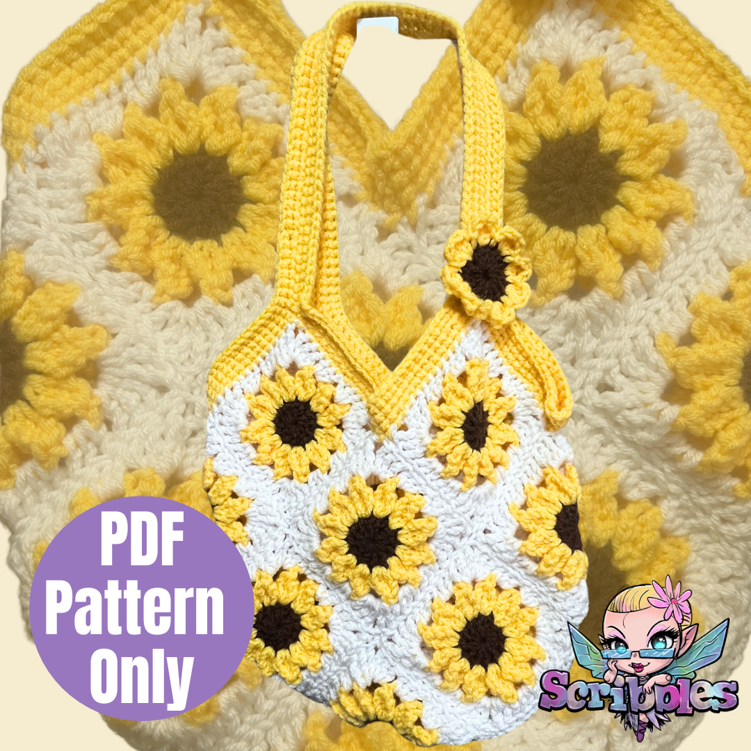 Sunflower Tote Bag Market Bag Crochet Pattern PDF