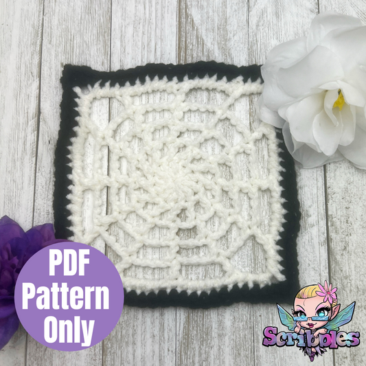 Spider Web Granny Square Crochet Pattern PDF