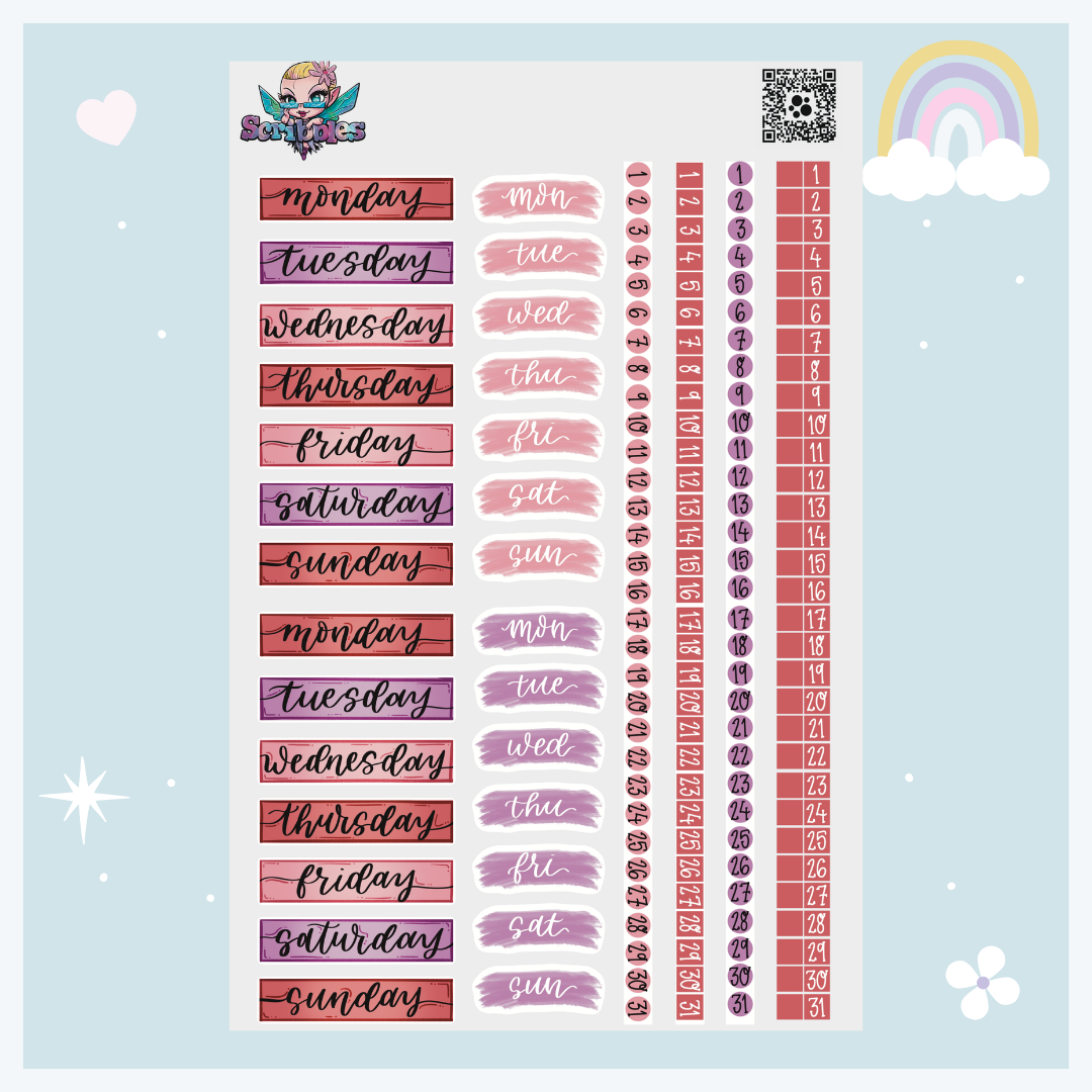 February Love Sticker Sheet Kit & Individual Sheets 2027 & Undated