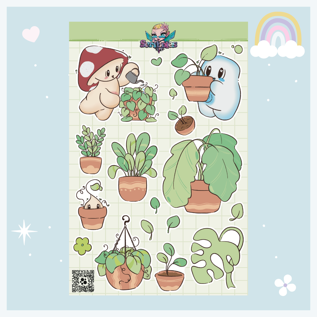 House Plants Sticker Sheet Collection and Individual Sheets