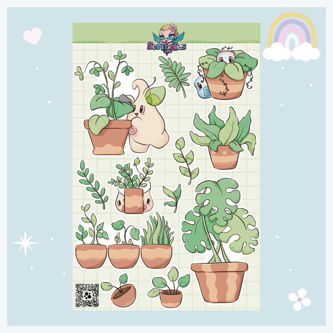 House Plants Sticker Sheet Collection and Individual Sheets