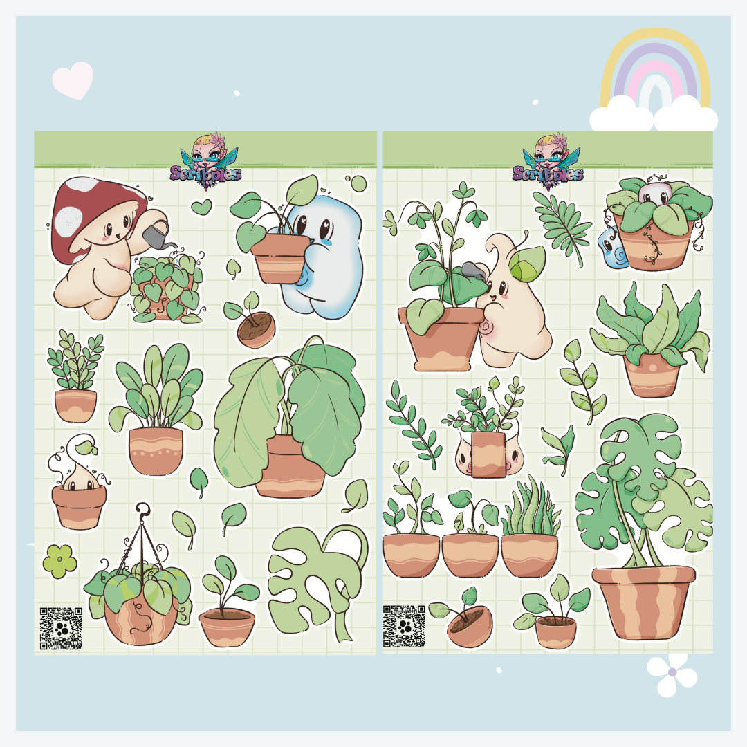 House Plants Sticker Sheet Collection and Individual Sheets