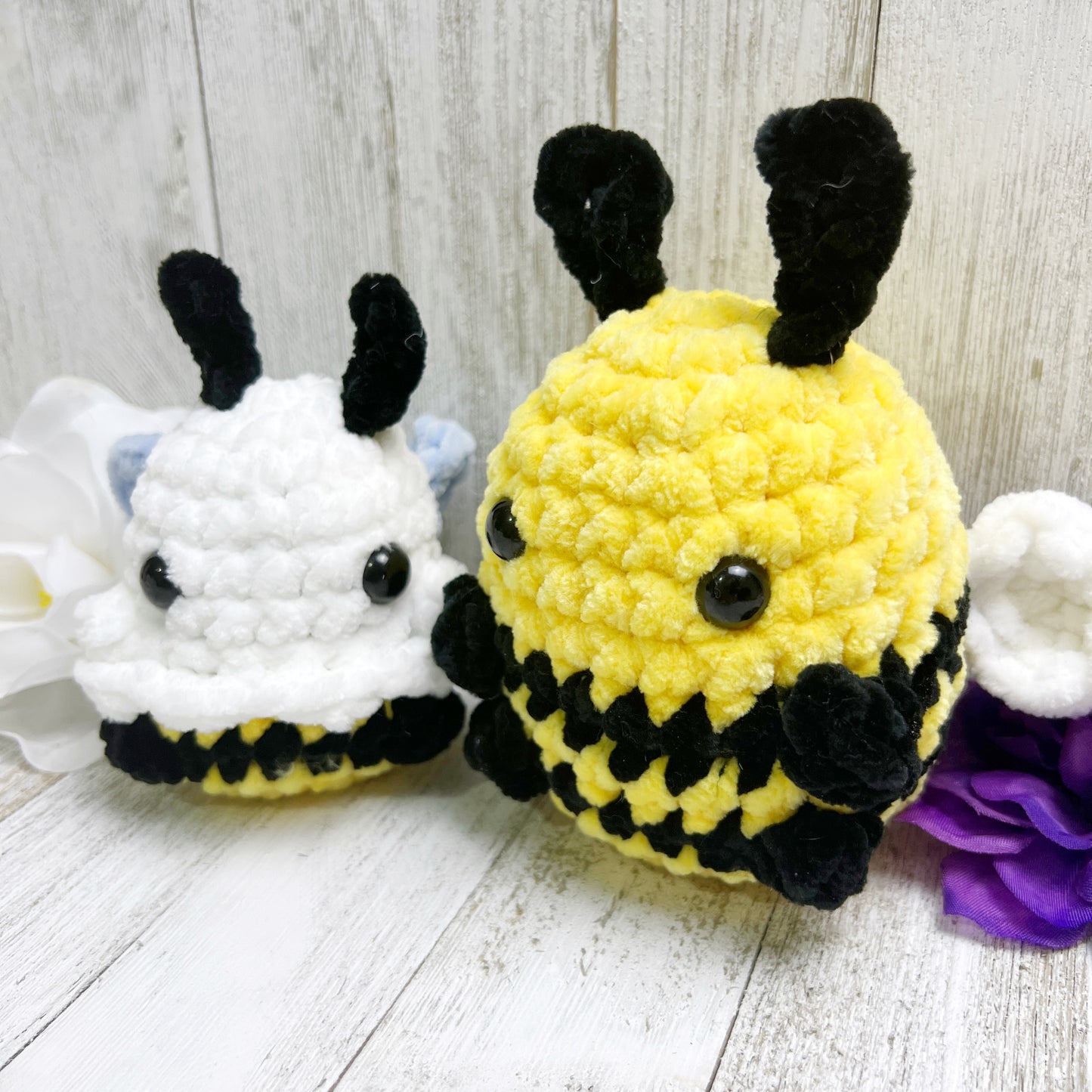 No Sew Chonky & Skinny Bees with Boo-Bee Mods Amigurumi Plush Pattern PDF