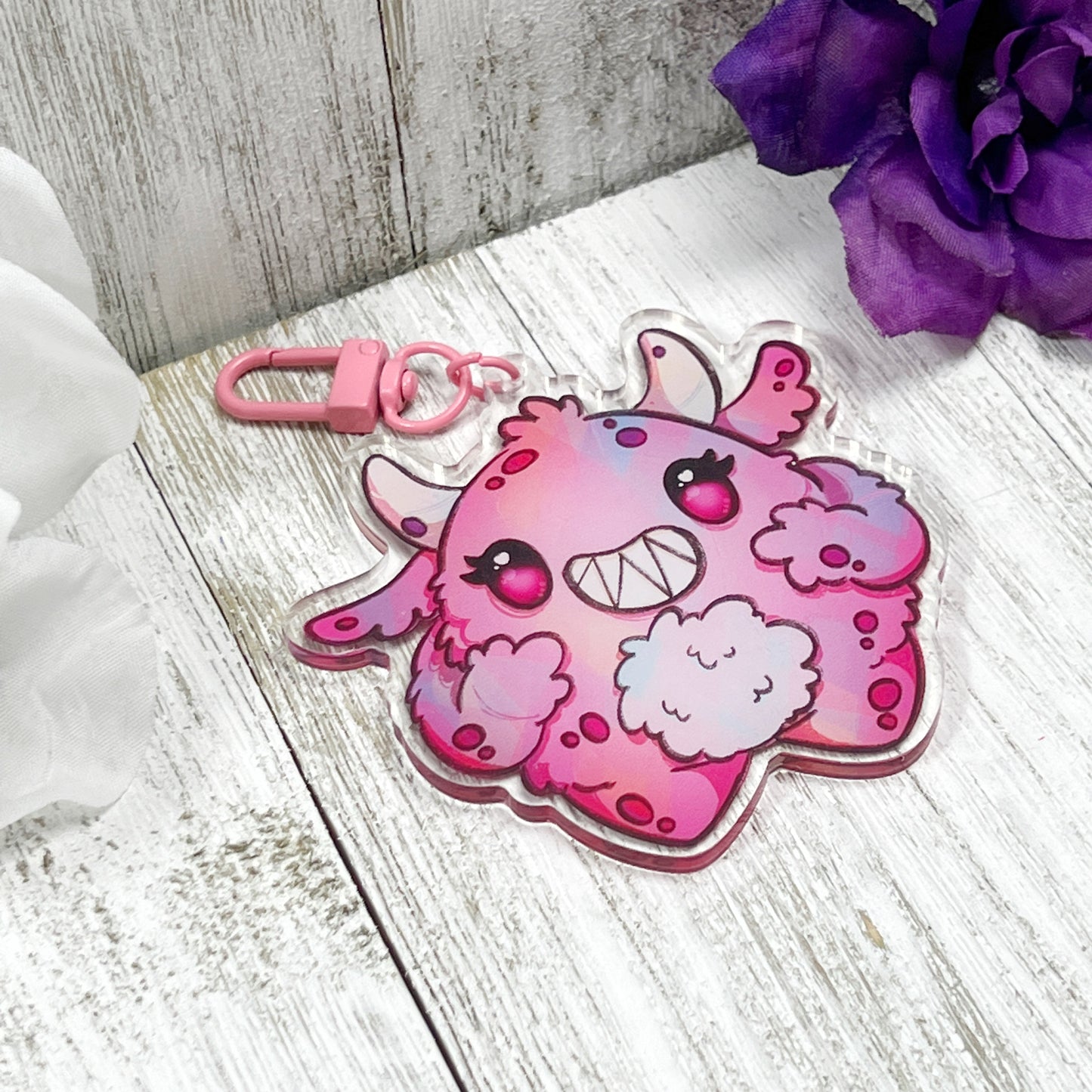 Pink Monster Acrylic Keychain