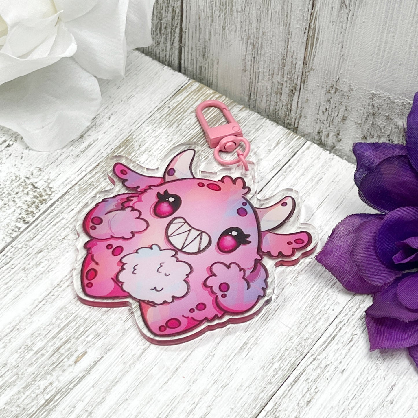 Pink Monster Acrylic Keychain