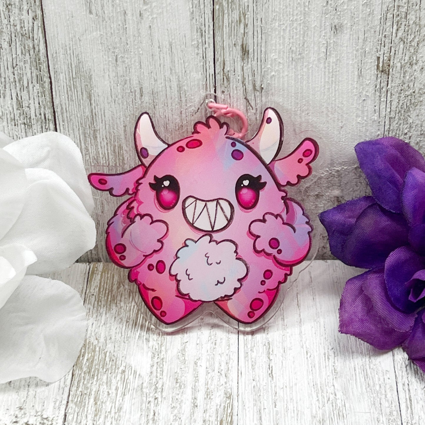 Pink Monster Acrylic Keychain