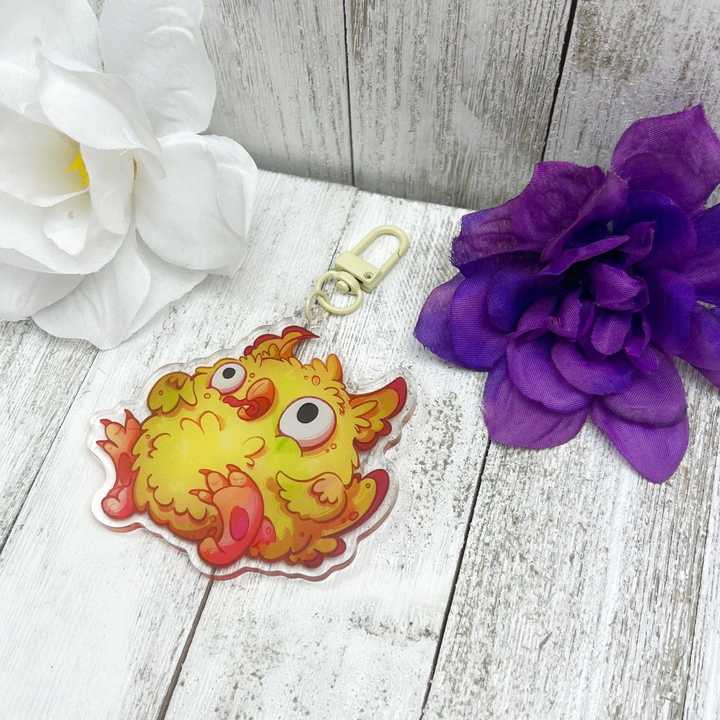 Crazy Chicken Monster Acrylic Keychain