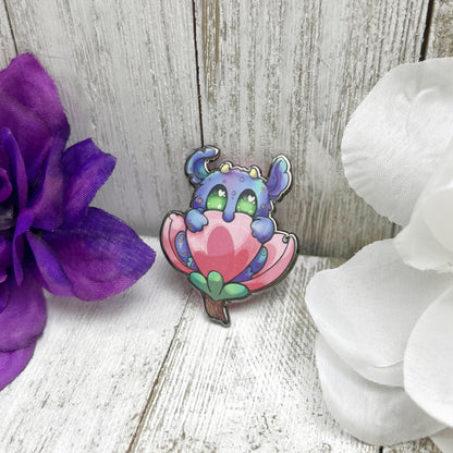 Peeking Sakura Monster Baby Enamel Pin