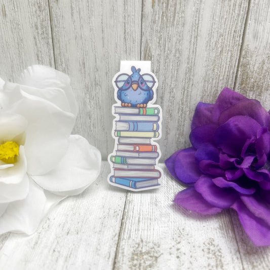 Little Owl Bird on Books Magnetic Bookmark