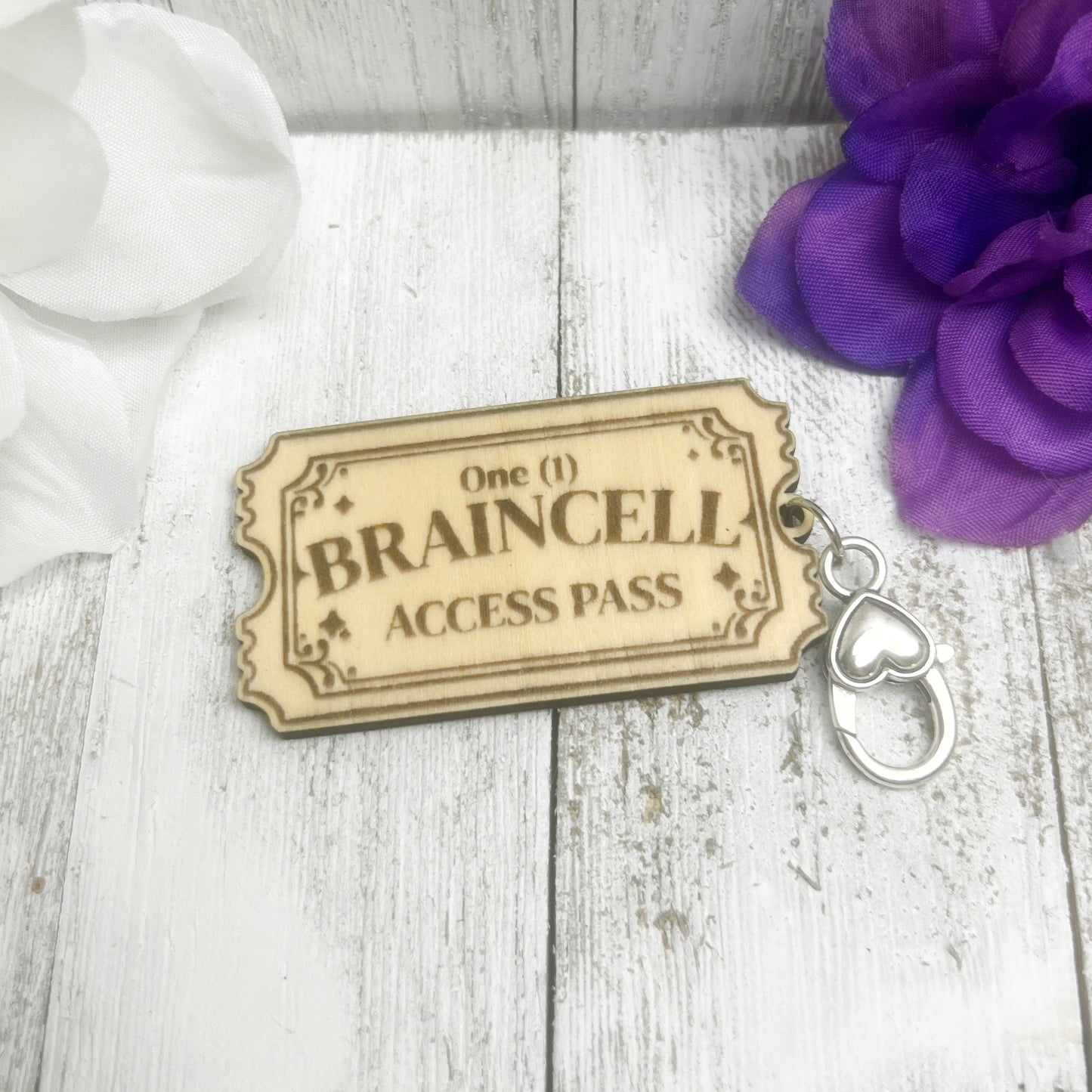 Braincell Access Pass Admission Ticket Wooden Keychain