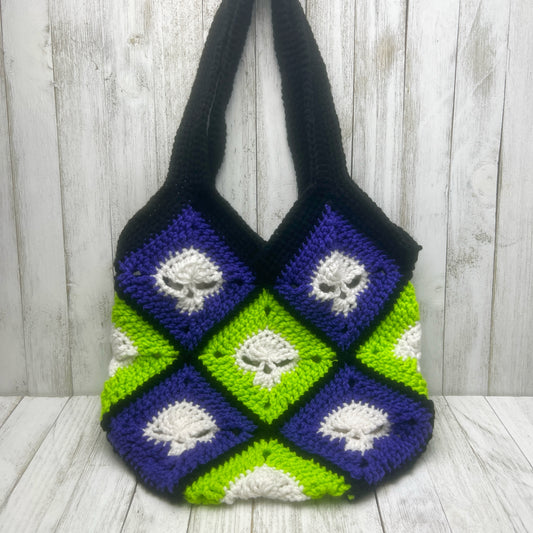 Skulls Granny Square Tote Bag