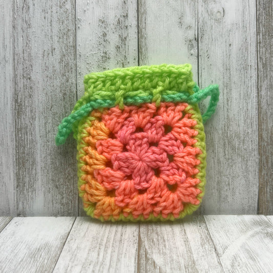 Small Granny Square Drawstring Pouch