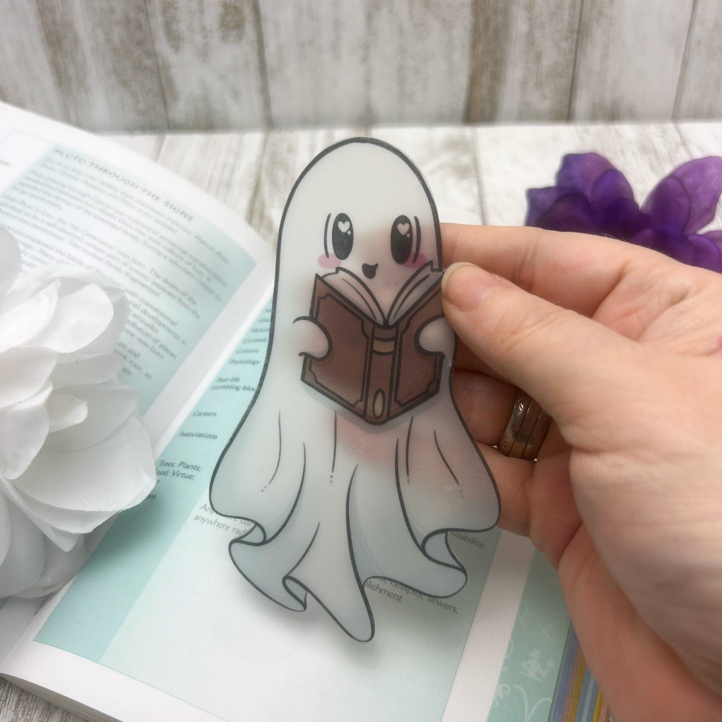 Ghost Reading a Book 2.75x4.75" Transparent Bookmark
