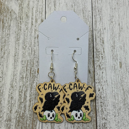 F-CAW-F Crow Earrings