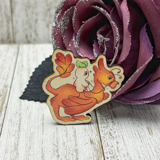 Squeak Dragon Rider Wooden Pin