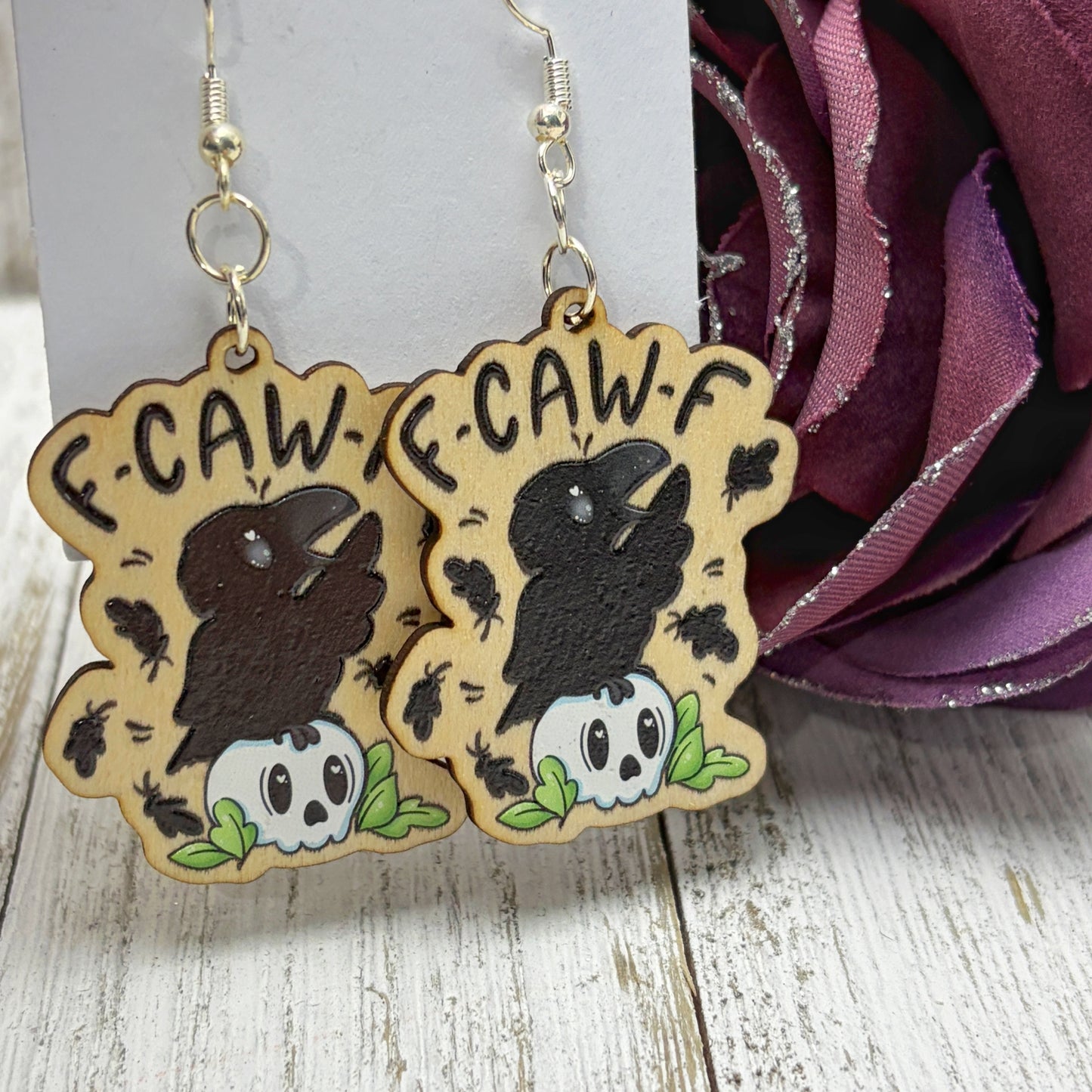 F-CAW-F Crow Earrings