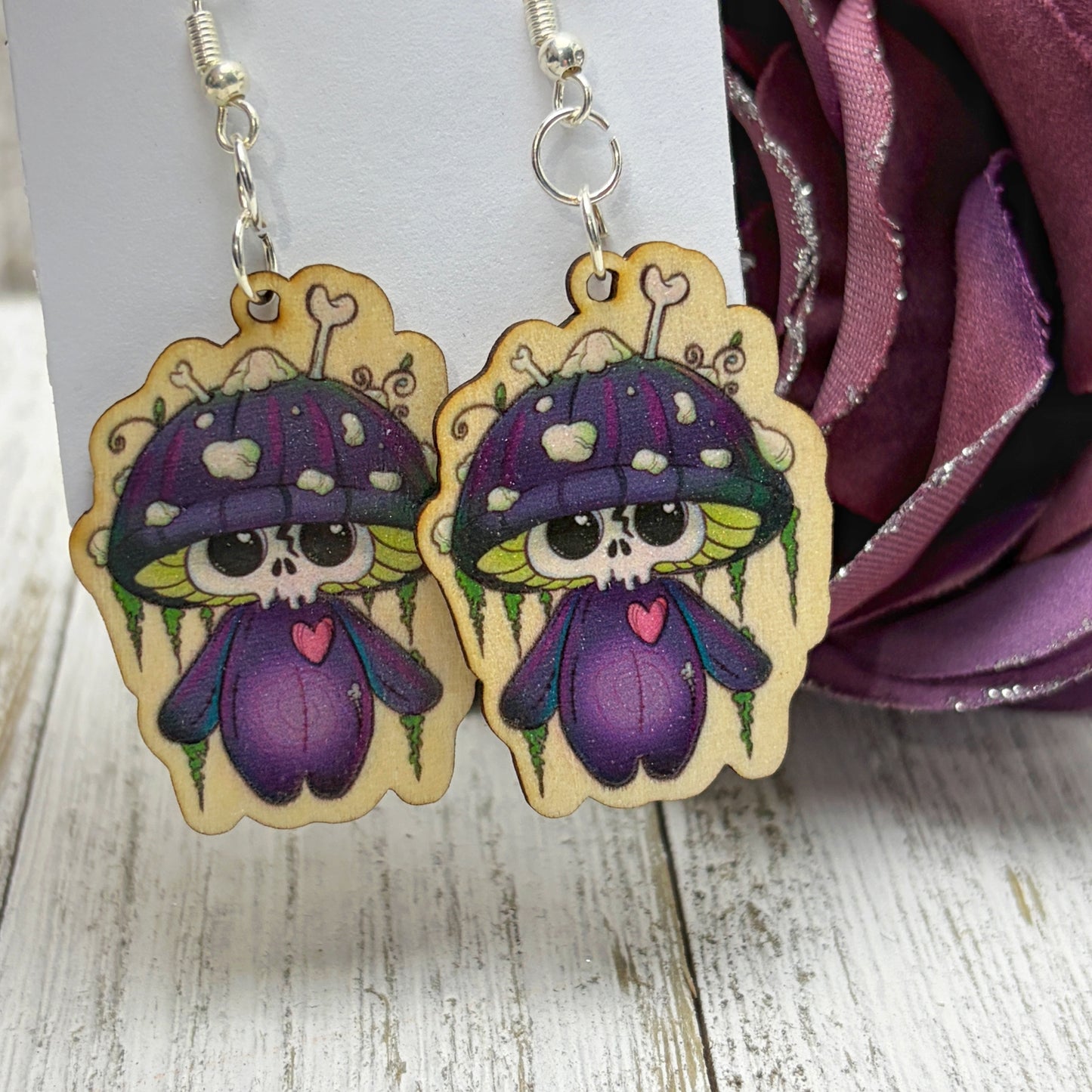 Skully Voodoo Mushroom Earrings