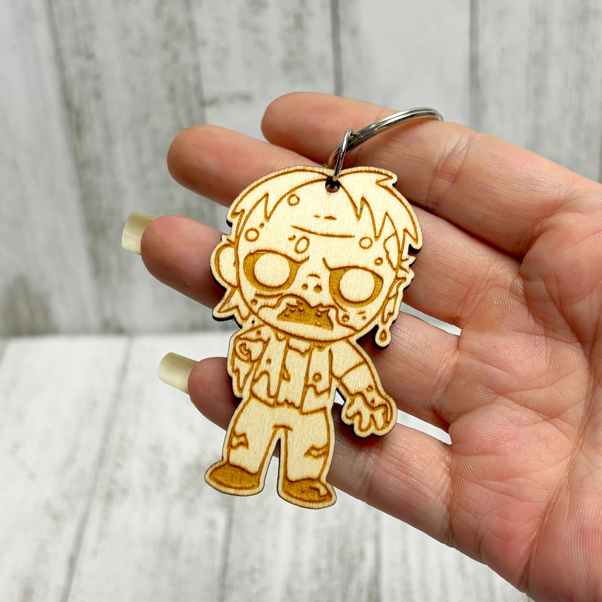Zombie Serial Killer Wooden Keychain