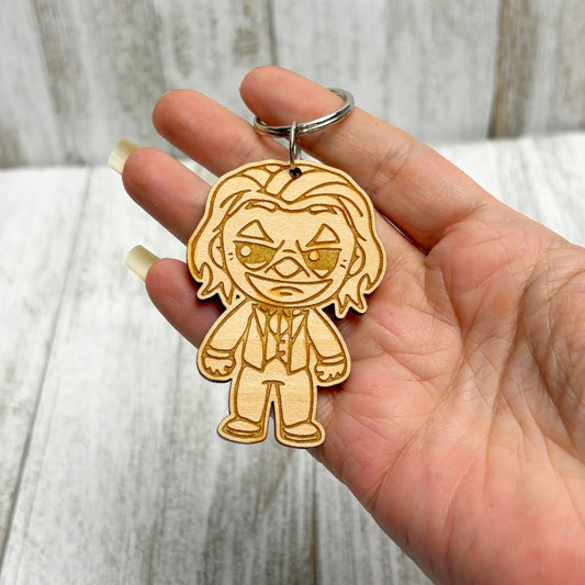 Joker Serial Killer Wooden Keychain