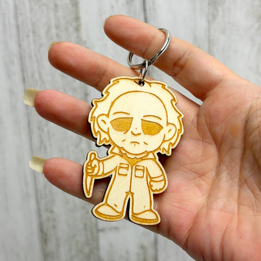 Michael Meyers Serial Killer Wooden Keychain