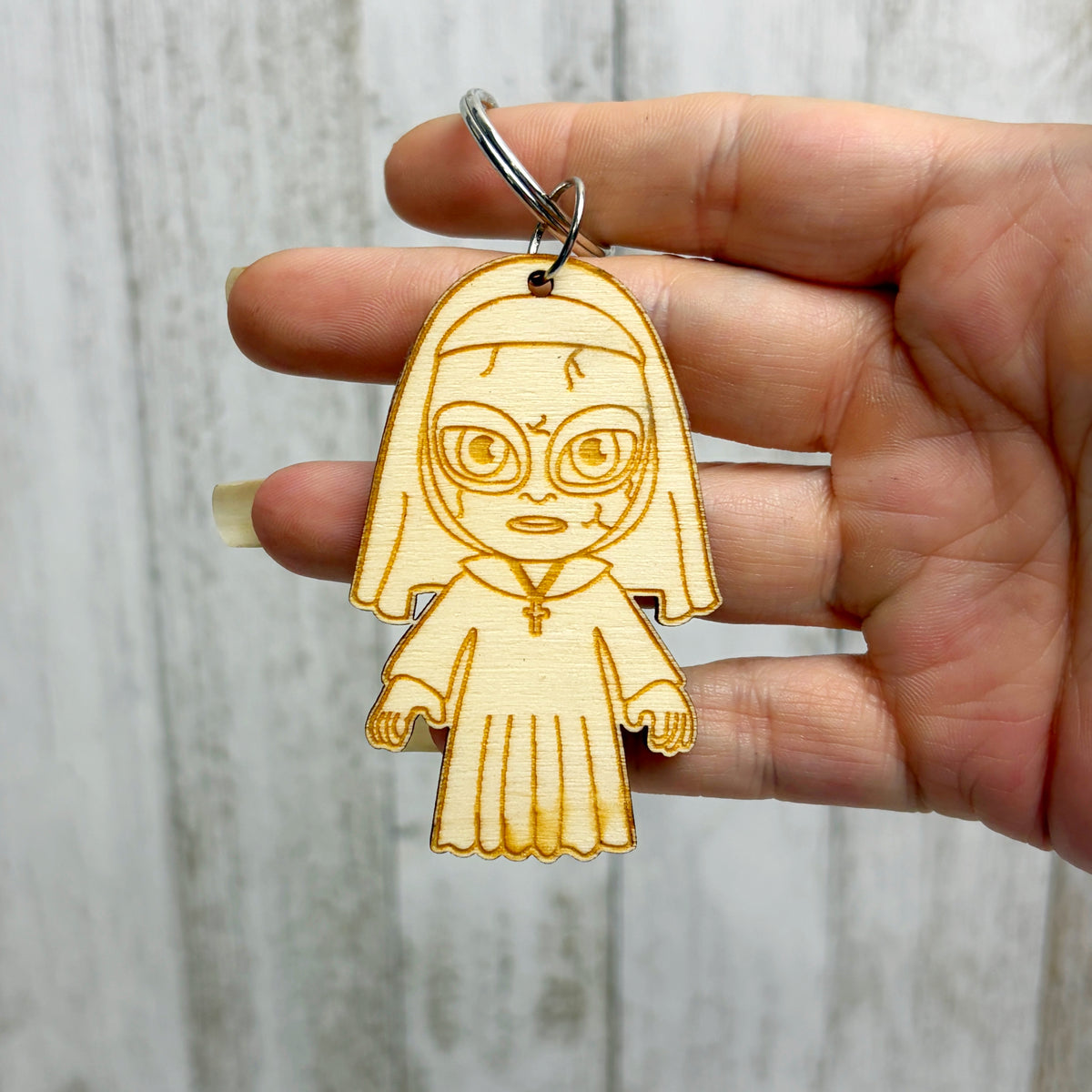 The Nun Serial Killer Wooden Keychain