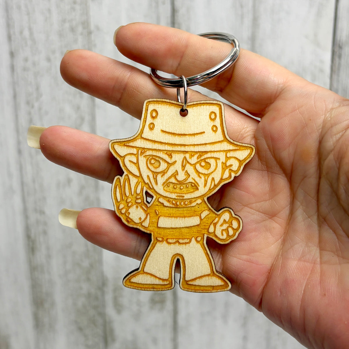 Freddy Serial Killer Wooden Keychain