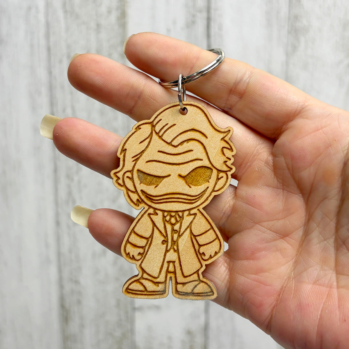 Joker Version 2 Serial Killer Wooden Keychain